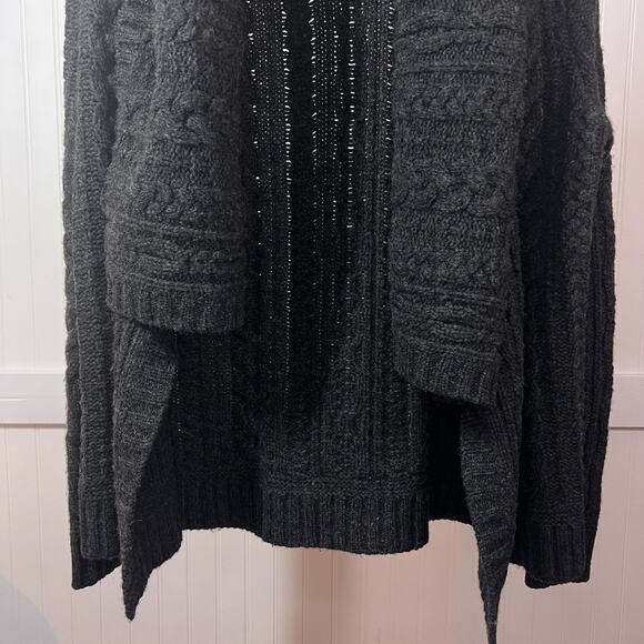 Ralph Lauren Rugby Dark Gray Cable Knit Shawl Collar Cardigan Sweater Chunky S - Picture 5 of 8